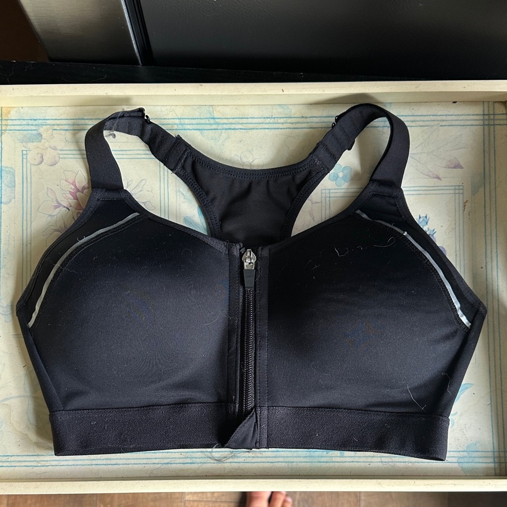 Layer 8 Black Zip-Front Sports Bra